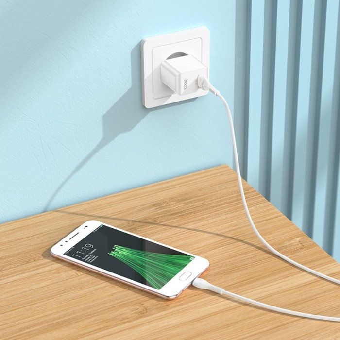 Сетевое зарядное устройство Hoco C98A, 1 USB, 18 Вт, QC, кабель Micro USB -USB, 1 м, белое Сетевое зарядное устройство Hoco C98A, 1 USB, 18 Вт, QC, кабель Micro USB -USB, 1 м, белое