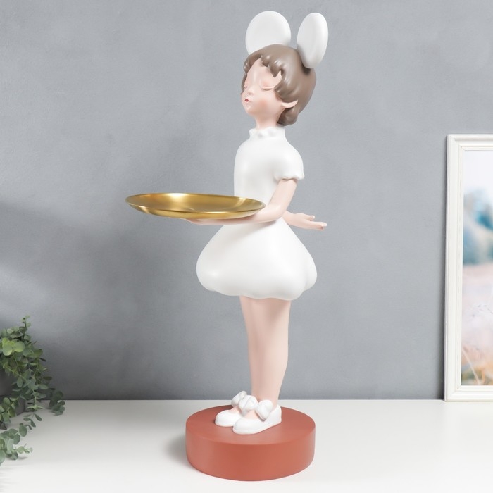 Сувенир полистоун подставка  Сувенир полистоун подставка "Малышка с ушками, в белом платьице" d=26 см 81х40х40 см