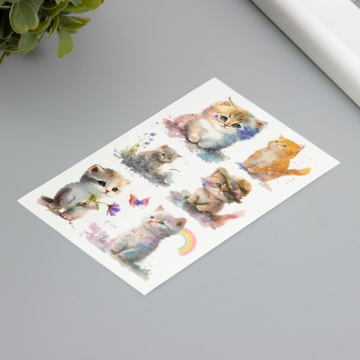 Татуировка на тело фосфорные с блёстками Татуировка на тело фосфорные с блёстками "Котёнок" 7,5х12 см