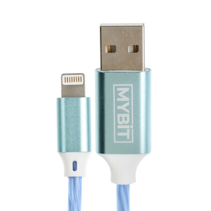 Кабель MYBIT, Lightning - USB, динамическая LED подсветка, 2 А, 1 м, только зарядка Кабель MYBIT, Lightning - USB, динамическая LED подсветка, 2 А, 1 м, только зарядка