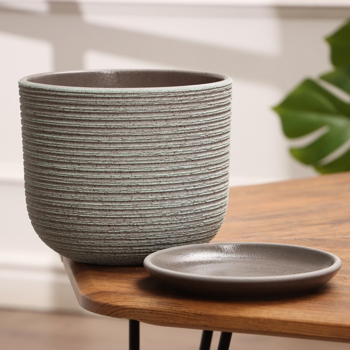 Горшок цветочный Горшок цветочный "Лоза" зелено-серый бук №3, 2,9 л