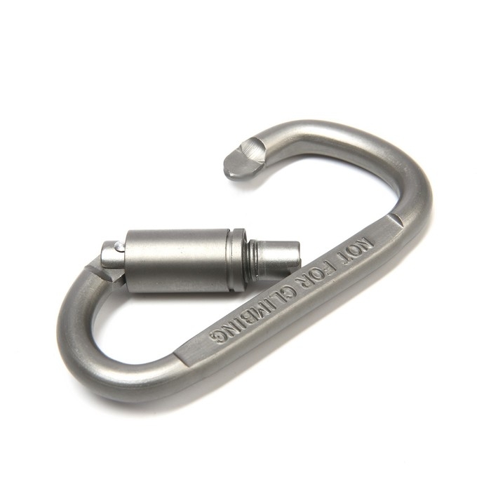 Карабин подвесной тактический 81х41 мм, D-образный, цвет хром Карабин подвесной тактический 81х41 мм, D-образный, цвет хром