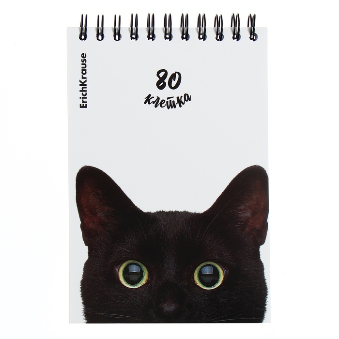 Блокнот на спирали А6, 80 листов, клетка, ErichKruase Блокнот на спирали А6, 80 листов, клетка, ErichKruase "Котики", картонная обложка, блок офсет, белизна 100%, МИКС