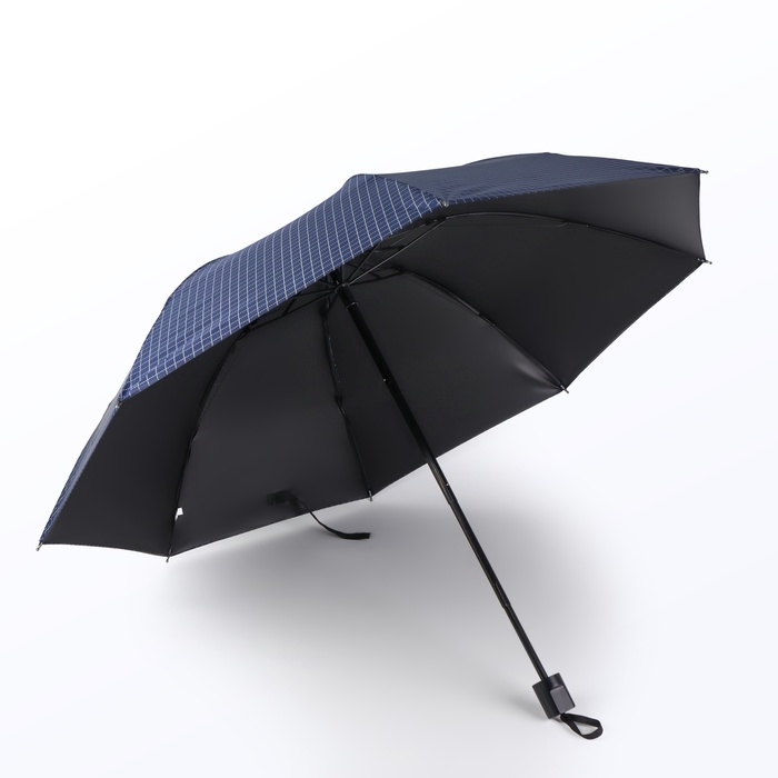 Зонт механический &laquo;Мелкая клетка&raquo;, эпонж, 4 сложения, 8 спиц, R = 47/55 см, D = 110 см, цвет МИКС