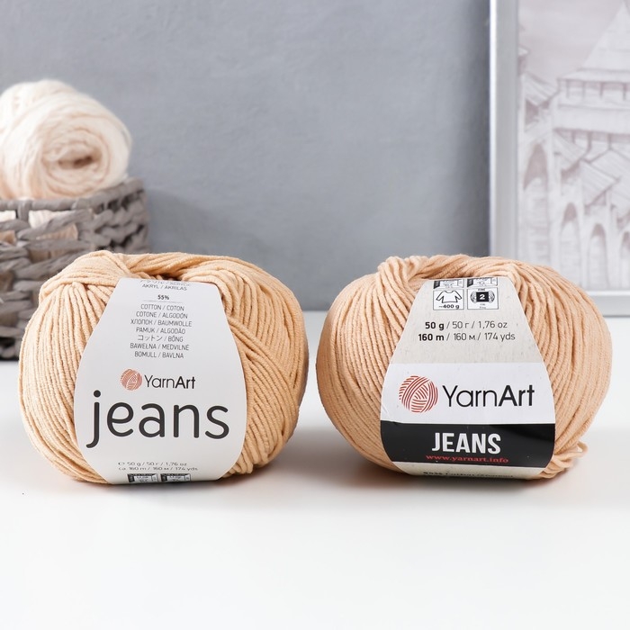 Пряжа  Пряжа "Jeans" 55% хлопок, 45% акрил 160м/50гр (07 карамель)