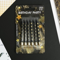 Свечи для торта «Birthday party», 6 шт., 9 х 0,8 см