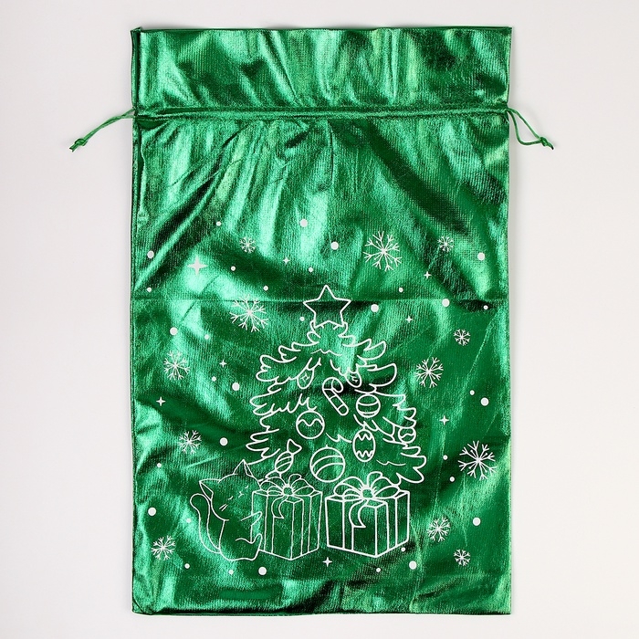 Подарочный мешок Деда Мороза «Елочка», зеленый, 60 х 40см