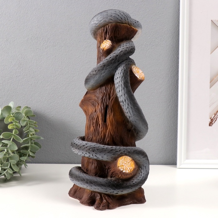 Новогодняя копилка  Новогодняя копилка "Змея на пеньке"  33 х 14 х 15 см