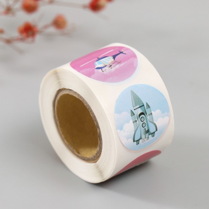 Наклейка бумага Наклейка бумага "Авиация" d=2,5 см 252 шт в рулоне