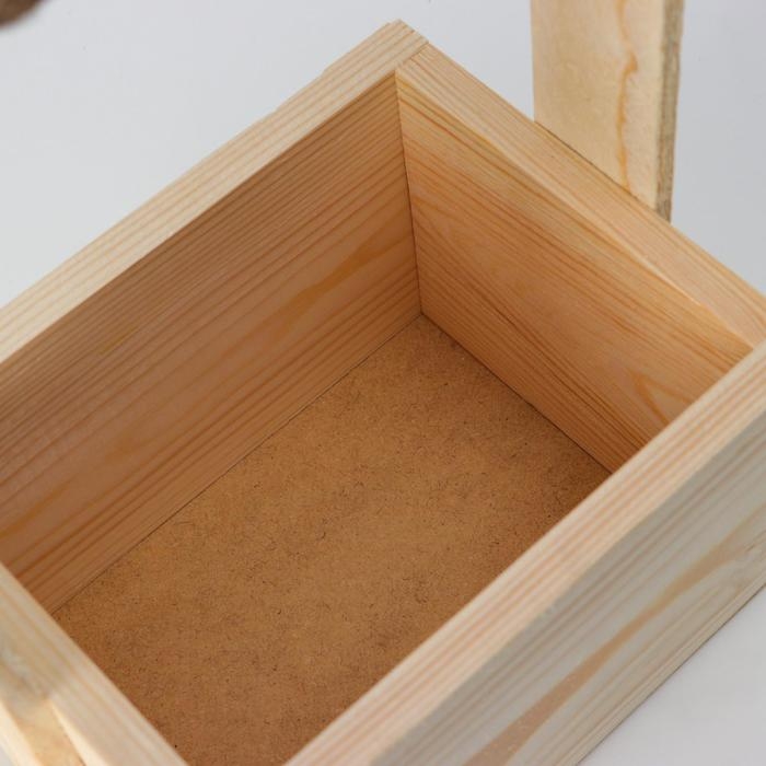 Кашпо деревянное, 15×12×9,5(25) см  Кашпо деревянное, 15×12×9,5(25) см "С Днём Рождения", ручка верёвка, гравировка