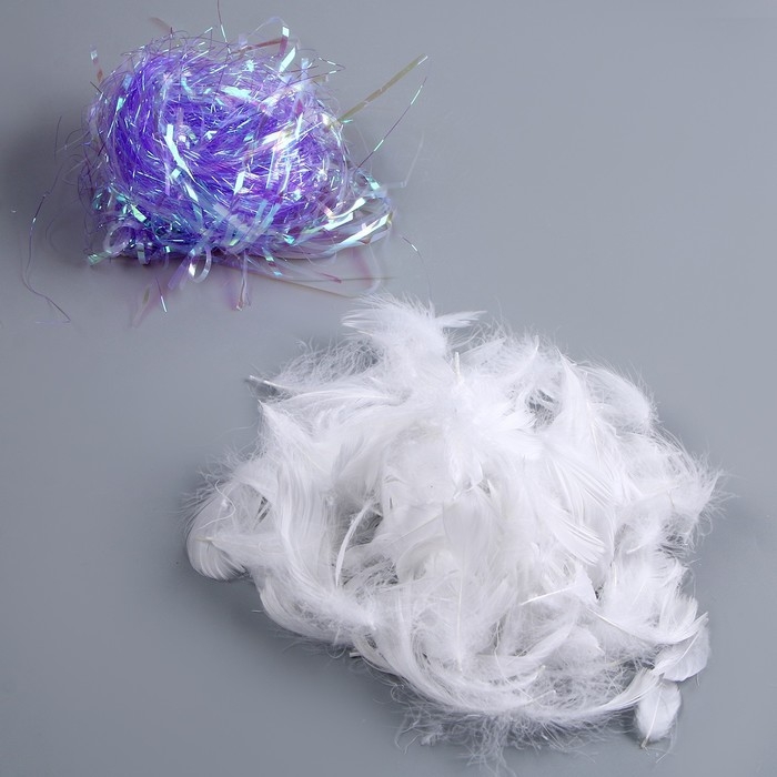Набор для творчества и декора &laquo;Перья белые + наполнитель&raquo;, цвет фиолетовый