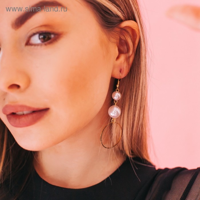 Серьги с жемчугом «Нежность» звенья, цвет белый в золоте Серьги с жемчугом «Нежность» звенья, цвет белый в золоте