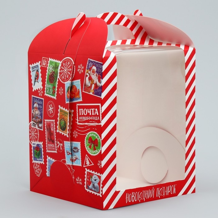 Складная коробка под маленький торт «Новогодний подарок», 15 х 15 х 18 см, Новый год Складная коробка под маленький торт «Новогодний подарок», 15 х 15 х 18 см, Новый год