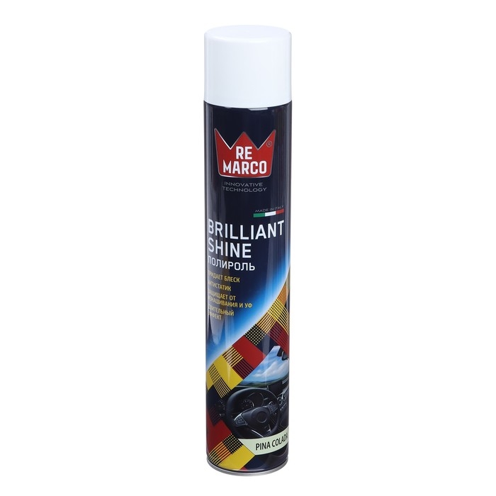 Полироль пластика RE MARCO BRILLIANT SHINE, Pina Colada, аэрозоль, 750 мл Полироль пластика RE MARCO BRILLIANT SHINE, Pina Colada, аэрозоль, 750 мл