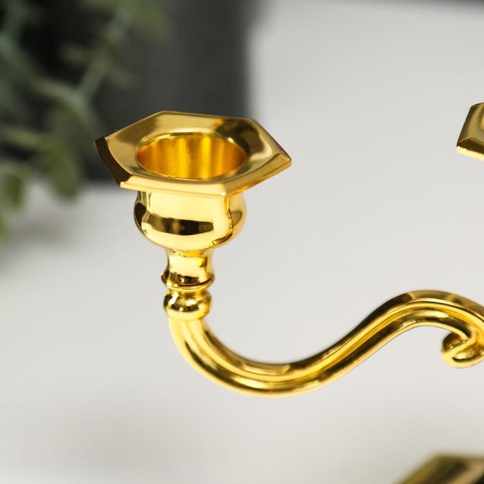 Подсвечник металл на 3 свечи  Подсвечник металл на 3 свечи "Чёткие линии" цвет золото 12,5х21,5х10 см