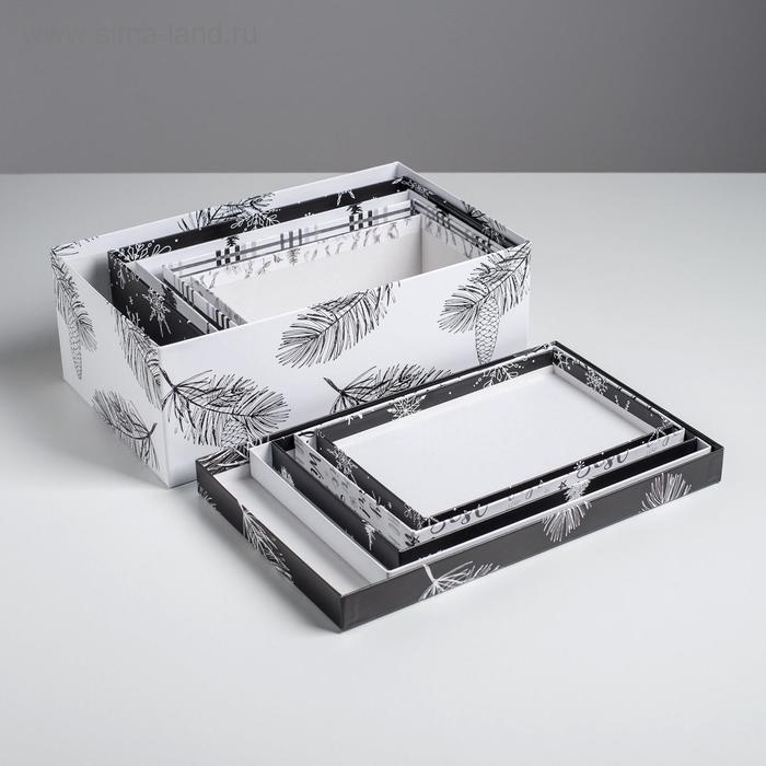 Набор подарочных коробок 5 в 1 «Черно-белый», 32,5 х 20 х 12,5 - 22 х 14 х 8,5 см, Новый год