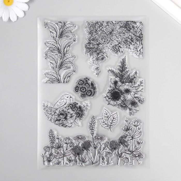 Штамп для творчества Штамп для творчества "Птичка в цветах" 15х21,5х0,3 см