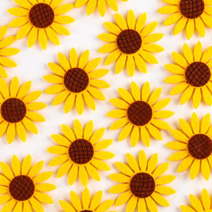 Декор из фетра на клеевой основе, набор 20 шт., размер 1 шт. — 6 × 6 см., цвет жёлтый Декор из фетра на клеевой основе, набор 20 шт., размер 1 шт. — 6 × 6 см., цвет жёлтый