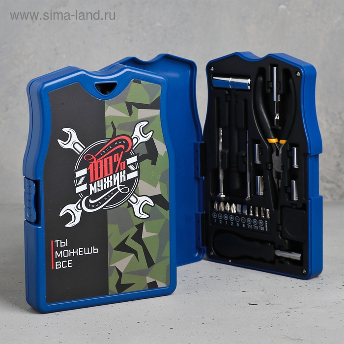 Набор инструментов в майке «100% мужик», подарочная упаковка, 14х22см Набор инструментов в майке «100% мужик», подарочная упаковка, 14х22см