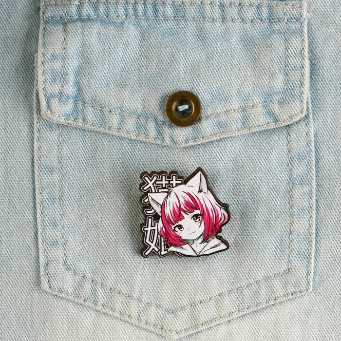 Значок деревянный «Девочка котик», аниме, 3,3 х 3,3 см Значок деревянный «Девочка котик», аниме, 3,3 х 3,3 см