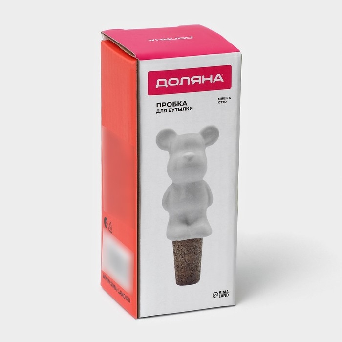 Пробка для бутылки Доляна «Стильный мишка», 3,5×3,5×10 см Пробка для бутылки Доляна «Стильный мишка», 3,5×3,5×10 см