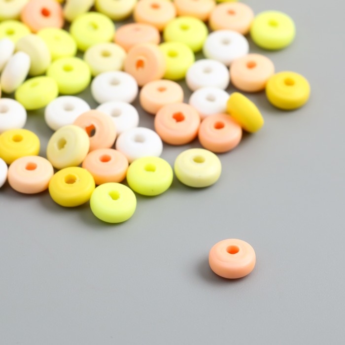 Бусины для творчества PVC Бусины для творчества PVC "Колечки. Цитрус" набор 112 шт 0,7х0,7х0,3 см