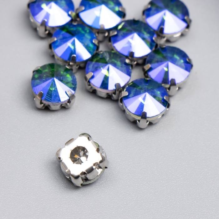 Хрустальные стразы в цапах 8 мм (10 шт/упак), круглые, зеленый AB Хрустальные стразы в цапах 8 мм (10 шт/упак), круглые, зеленый AB