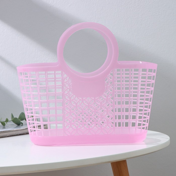 Корзина - сумка для хранения, пластик, 28×14×25 см, цвет МИКС Корзина - сумка для хранения, пластик, 28×14×25 см, цвет МИКС