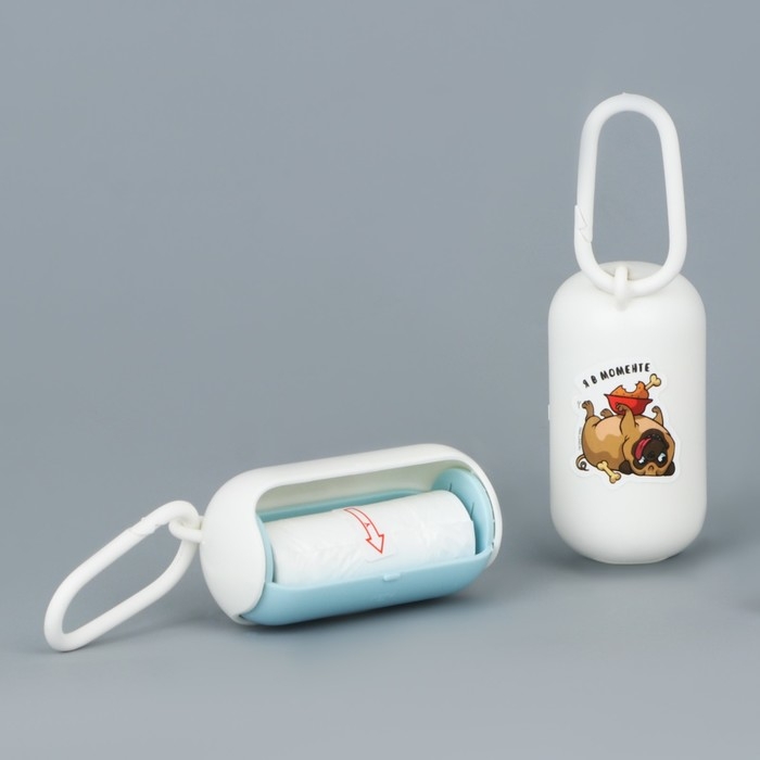 Контейнер с пакетами для уборки за собаками «Я в моменте», цвет белый Контейнер с пакетами для уборки за собаками «Я в моменте», цвет белый