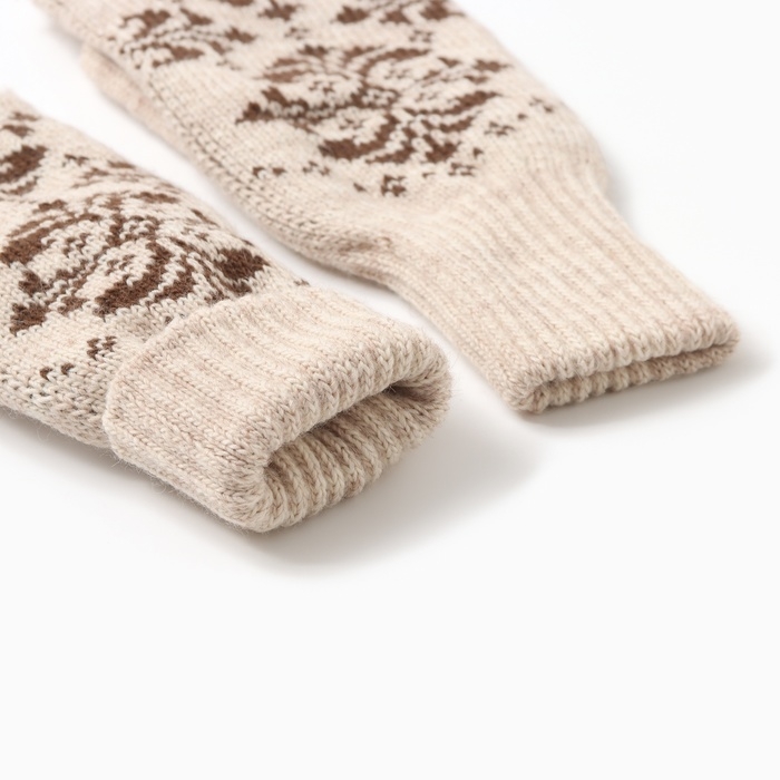 Варежки двойные женские, цвет св. бежевый, р-р 18 Варежки двойные женские, цвет св. бежевый, р-р 18