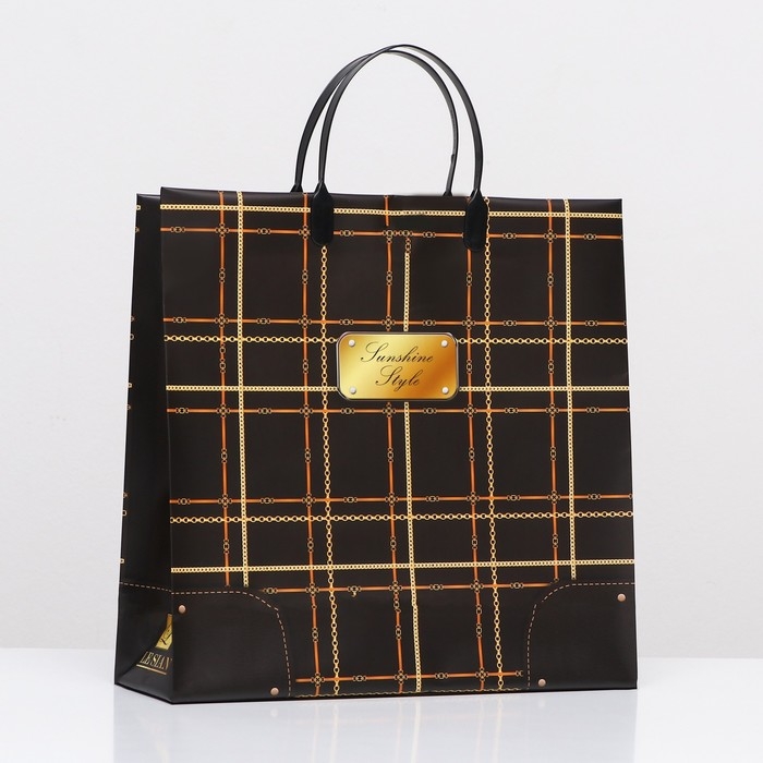 Пакет Пакет "Черно-золотая клетка", мягкий пластик, 30 x 30 см, 120 мкм