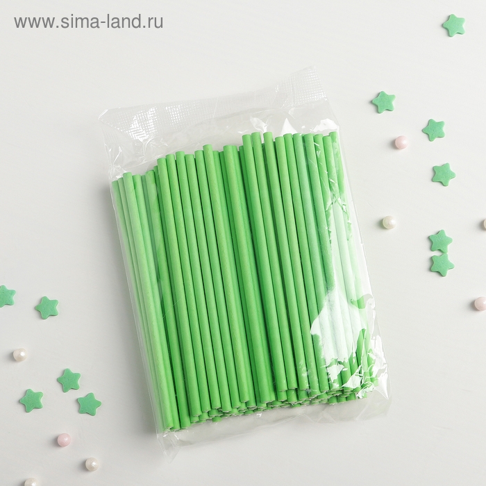 Палочки для кейк-попсов, 10×0,3 см, 100 шт, цвет зелёный Палочки для кейк-попсов, 10×0,3 см, 100 шт, цвет зелёный