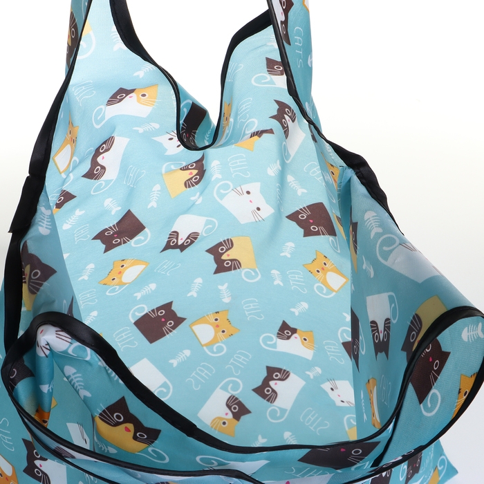 Сумка хозяйственная без застёжки, складная, цвет голубой Сумка хозяйственная без застёжки, складная, цвет голубой