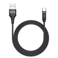 Кабель Hoco U76, Type-C - USB, магнитный разъем, 2 А, 1.2 м , оплетка нейлон, чёрный