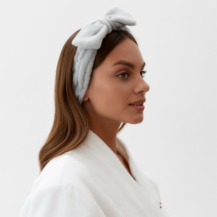 Повязка на голову Этель цв. Бежево-серый, 100% п/э Повязка на голову Этель цв. Бежево-серый, 100% п/э