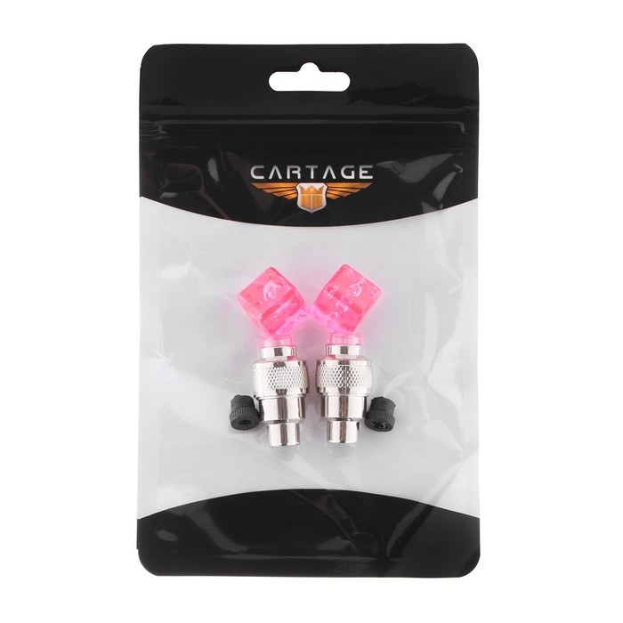 Колпачок на вентиль Cartage, светящийся, набор 2 шт, МИКС