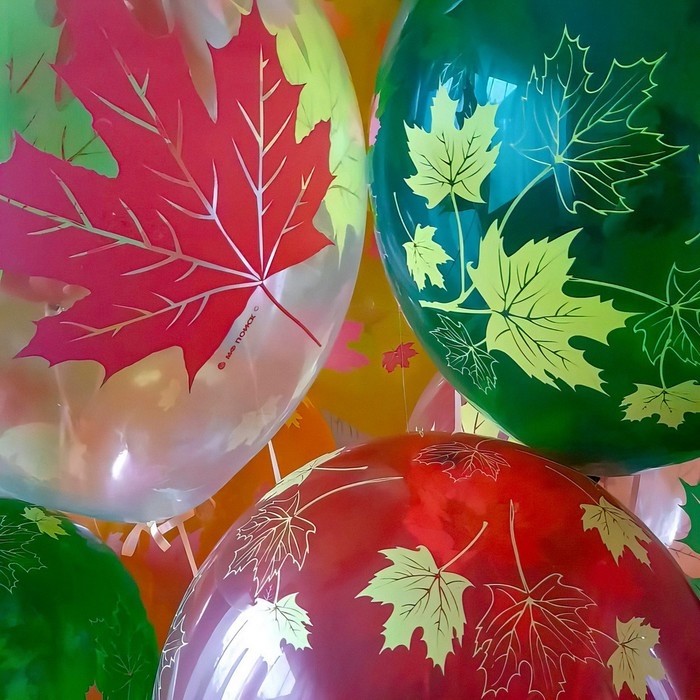 Шар латексный 12" &laquo;Осенние листья&raquo;, декоратор, шелкография, 5-сторонний, набор 25 шт., МИКС