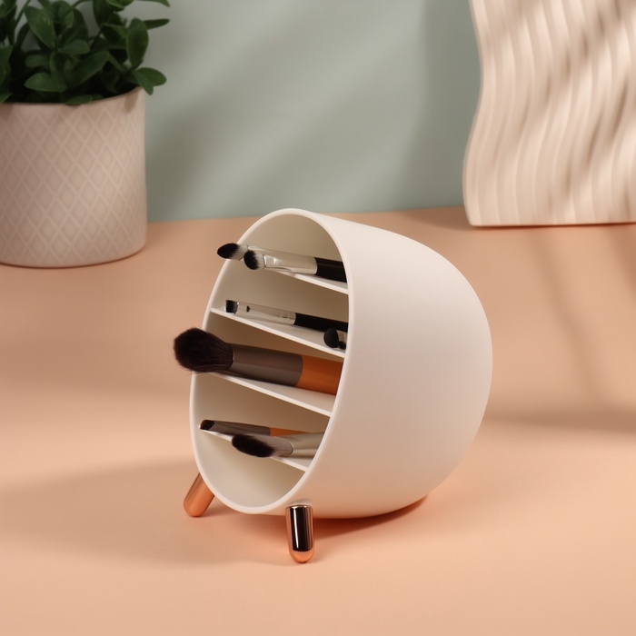 Органайзер для хранения косметики «Пухлик», 5 секций, 14.5×10.8×12.5 см, цвет розовое золото, белый Органайзер для хранения косметики «Пухлик», 5 секций, 14.5×10.8×12.5 см, цвет розовое золото, белый