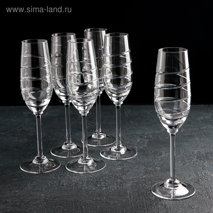 Набор бокалов хрустальных для шампанского «Спираль», 160 мл, 6 шт Набор бокалов хрустальных для шампанского «Спираль», 160 мл, 6 шт
