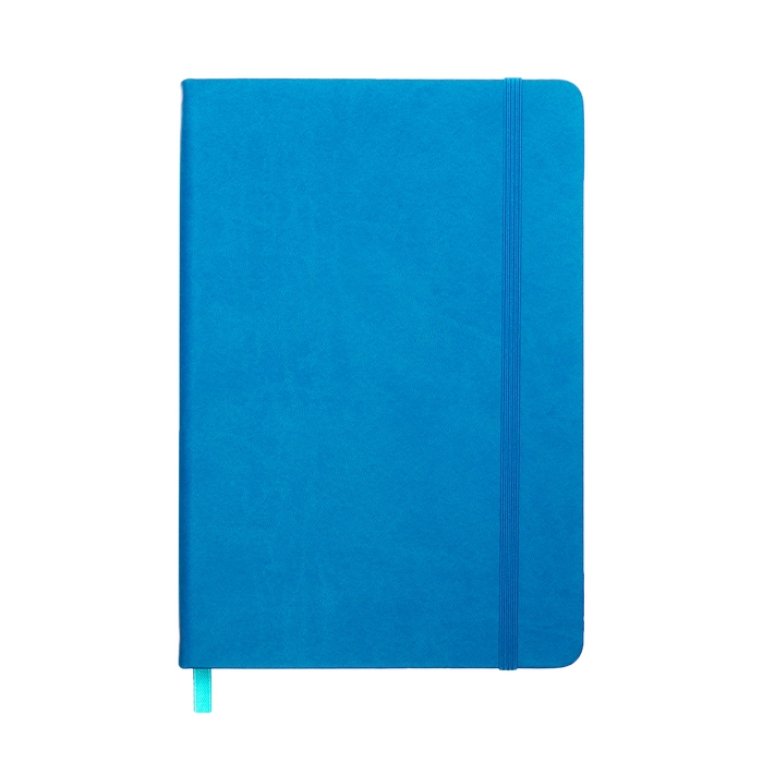 Ежедневник недатированный A5, 140л, клетка, кожзам, на резинке, желтый срез, Синий Ежедневник недатированный A5, 140л, клетка, кожзам, на резинке, желтый срез, Синий