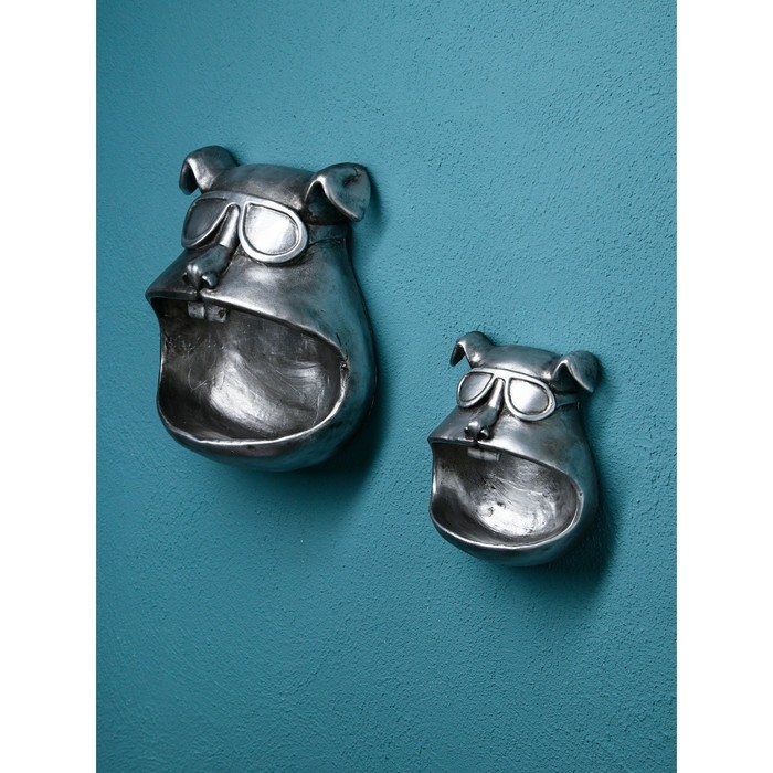 Набор настенных фигур «Собака», полистоун, 25 см, цвет серебро Набор настенных фигур «Собака», полистоун, 25 см, цвет серебро