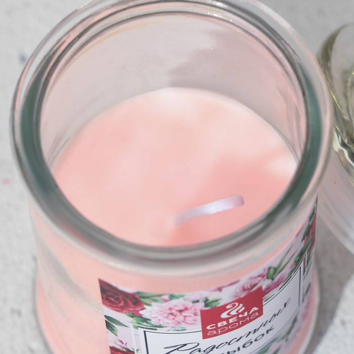 Свеча в банке «Радостных улыбок», аромат цветочный Свеча в банке «Радостных улыбок», аромат цветочный