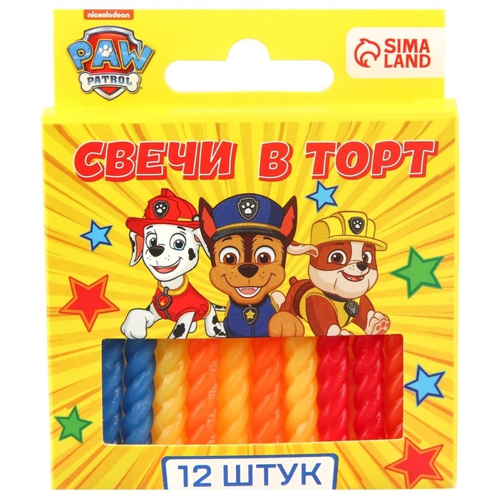 Набор свечей для торта  Набор свечей для торта "С Днем Рождения", 12 штук, Щенячий Патруль