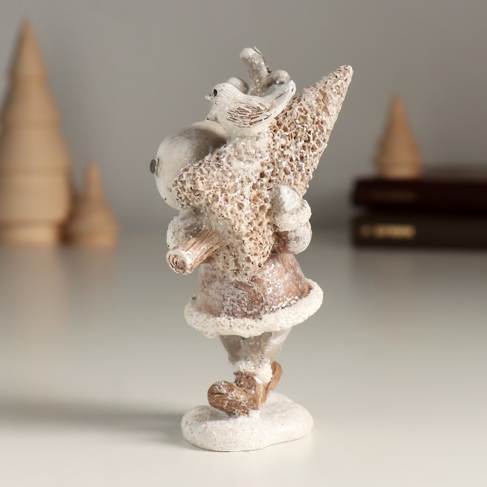 Сувенир полистоун Сувенир полистоун "Радостный лось с ёлочкой" 7х5,5х11 см