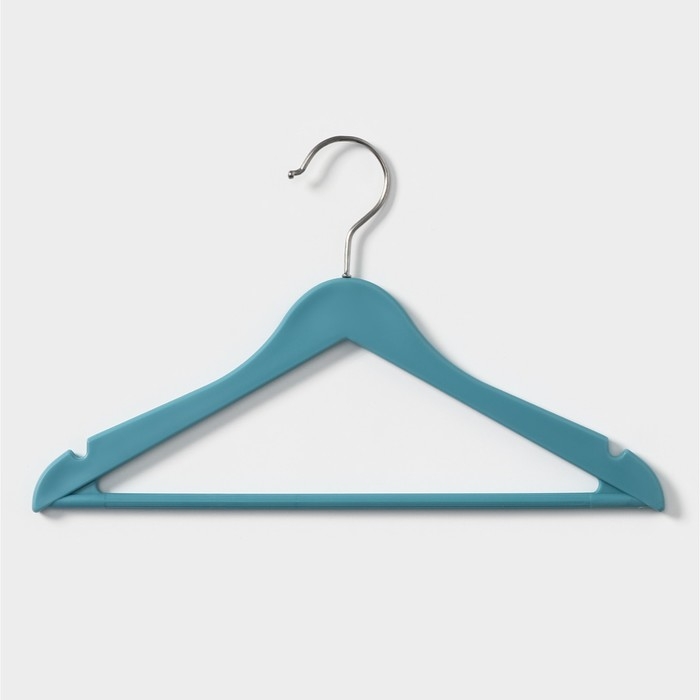 Плечики - вешалки для одежды LaDо́m, 33×20 см, 5 шт, с перекладиной, цвет голубой