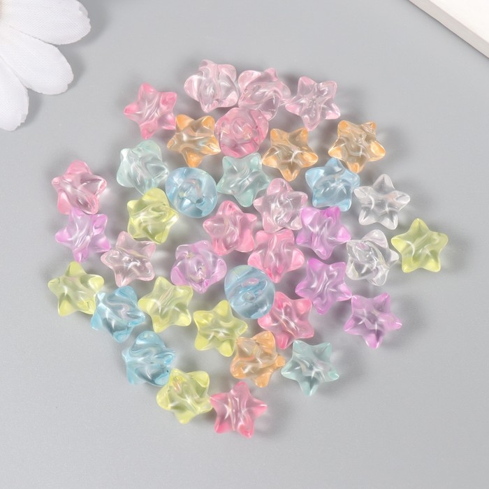 Бусины для творчества пластик Бусины для творчества пластик "Звёздочки. Цветные льдинки" набор 20 гр