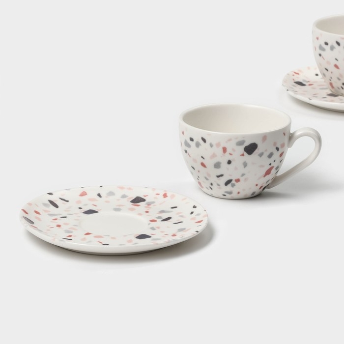 Набор чайный фарфоровый Magistro Terazzo, 4 предмета: 2 чашки 150 мл, 2 блюдца d=12,5 см Набор чайный фарфоровый Magistro Terazzo, 4 предмета: 2 чашки 150 мл, 2 блюдца d=12,5 см