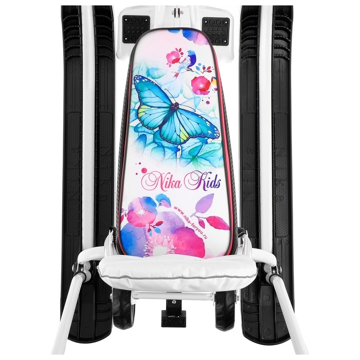 Снегокат с колёсами «Тимка спорт 6 Бабочки», ТС6, с родительской ручкой, со спинкой и ремнём безопасности, цвет белый/розовый Снегокат с колёсами «Тимка спорт 6 Бабочки», ТС6, с родительской ручкой, со спинкой и ремнём безопасности, цвет белый/розовый