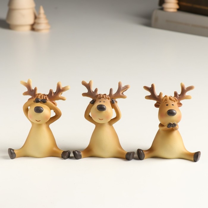 Сувенир полистоун  Сувенир полистоун "Лосик - не вижу, не слышу, не скажу" МИКС 7х3,5х7,5 см