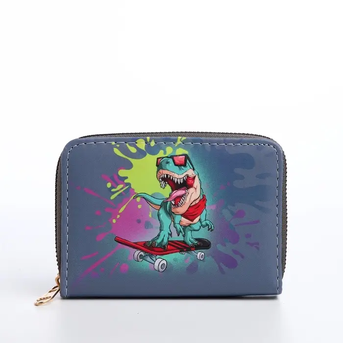 Кошелёк детский на молнии Выбражулька &laquo;Динозавр&raquo;, тёмно-синий